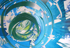 Sentinel, 2007. Mixed media on cans. 24 inch diame