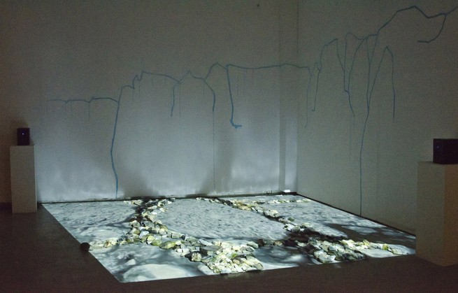 Monacobreen. Audio, video, rocks, paint. 2011.<br/>