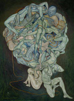 Stitched with Its Color, 2008. Oil+Pierre Noire/ca
