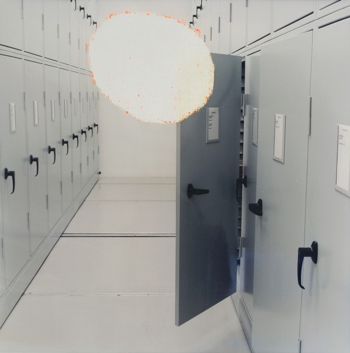 Unidentified (Storage)<br/>C-Print and gouache<br/>30" x 30"   2011<br/>