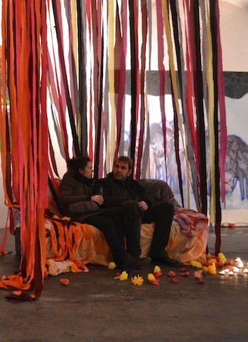 Stolen Trainers, oil on fabric, 150 x 250cm<br/>