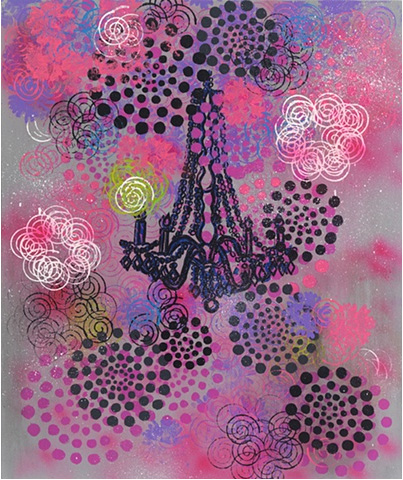 Through Rose Colored Glasses, 2008<br/>Oil and acrylic on canvas<br/>36 x 30in<br/>