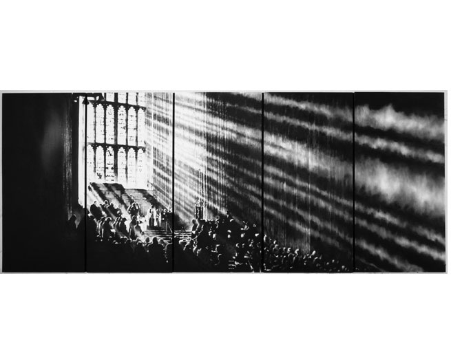 Robert Longo, Untitled (Cathedral of Light), 2008<br/>Charcoal on mounted paper, 119-7/8  x 59-3/4 inches (each panel) 300 x 148 cm<br/>Image � Robert Longo, Courtesy Metro Pictures, New York <br/>