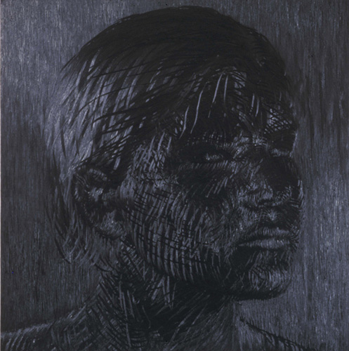 Liat Yossifor, Portrait Series, 2005<br/>oil on panel<br/>14 by 14 inches<br/>