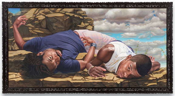 Kehinde Wiley, Santos Dumont - The Father of Aviation II, 2009<br/>Oil on canvas<br/>78 x 156 in (198.1 x 396.2 cm) <br/>